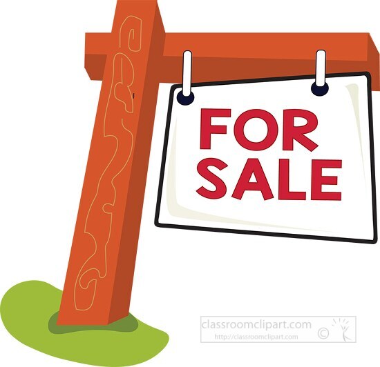 for sale sign on wood post clipart