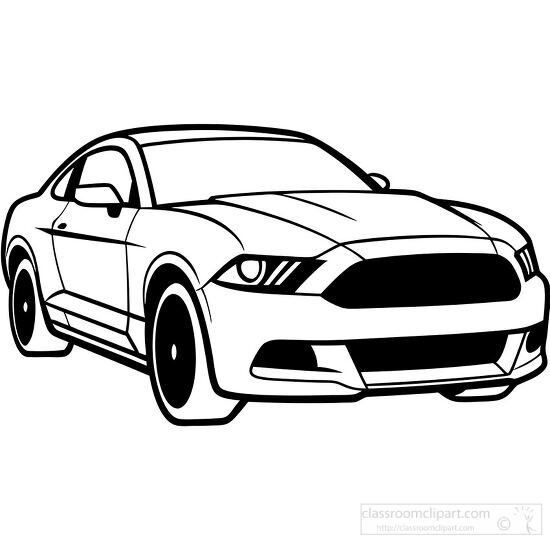 ford mustang with large wheels line drawing sports car illustrat