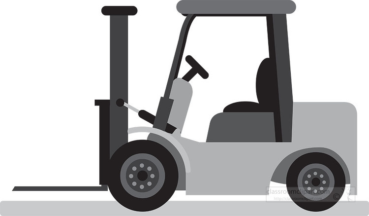 forklift with two prongs to lift or stack loads gray color clip 
