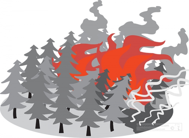 forrest fire extreme weather gray color clipart
