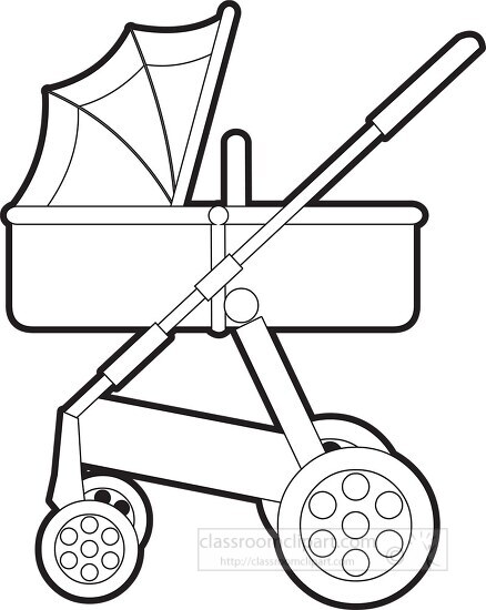 four wheel baby stroller printable black outline clipart