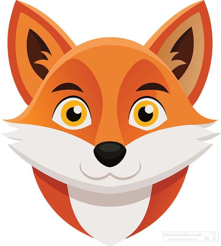 fox face with bright orange fur and perky ears