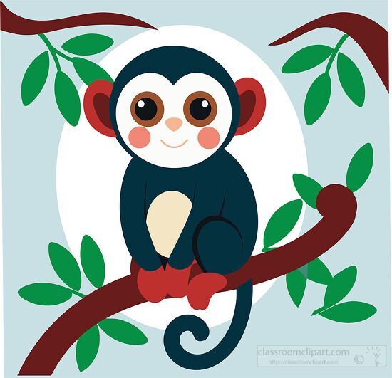 friendly black monkey with a white face clipart