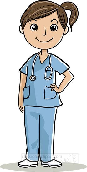 friendly female nurse in blue scrub