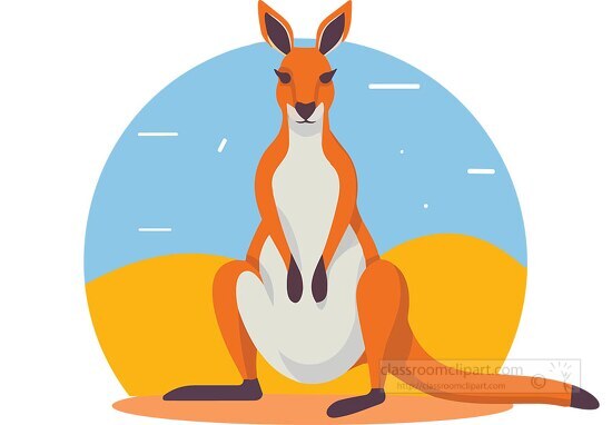 front view of kangaroo showing long pwoerful tail clip art