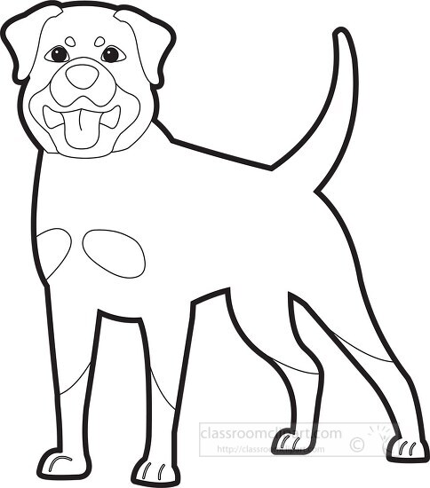 front view of standing brown rottweiler dog printable cutout cli