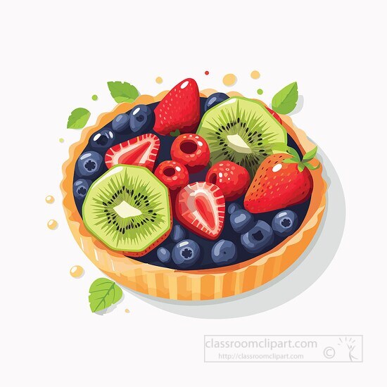 fruit tart with blueberries and strawberries clip art