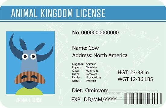 funny cartoon cow animal kingdom license clipart
