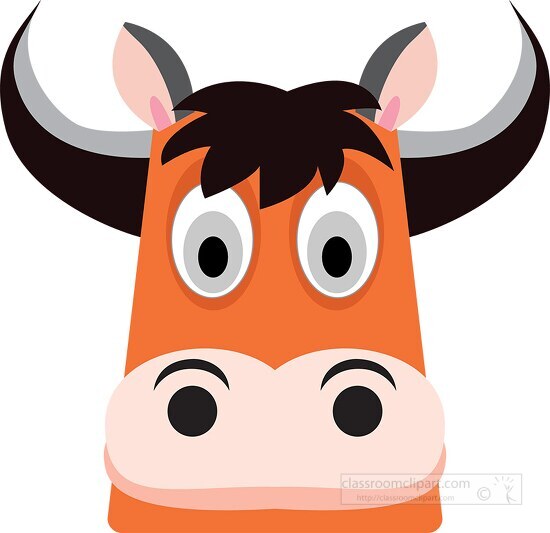 funny cartoon face of bull clipat