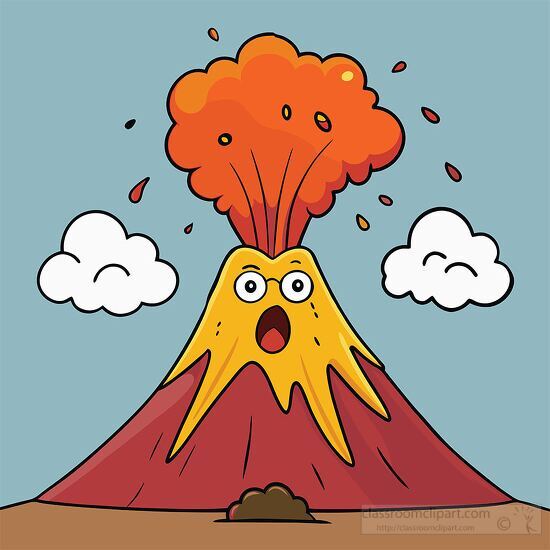 funny cartoon volcano erupting