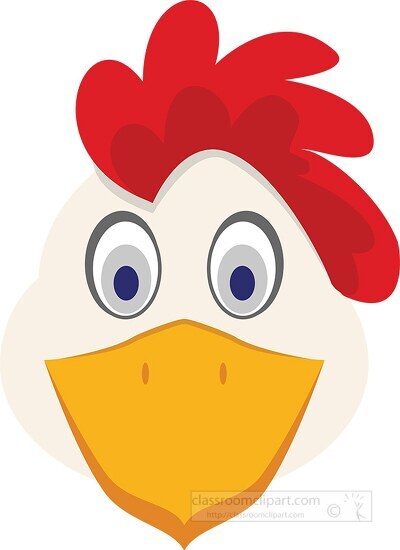 funny chicken face cartoon style clipart