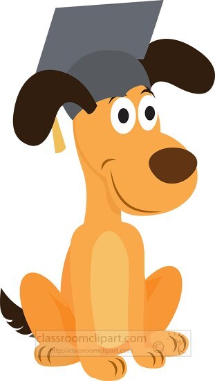 funny dog wearing graduation cap clipart