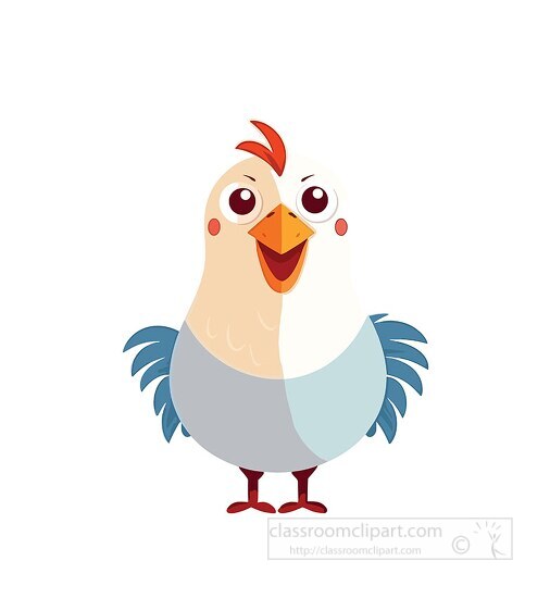 funny looking cartoon chicken front view