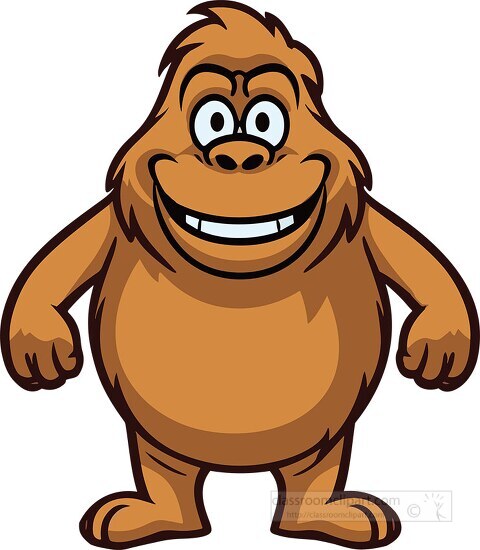 funny looking orangutan with large smile cartoon style clip art