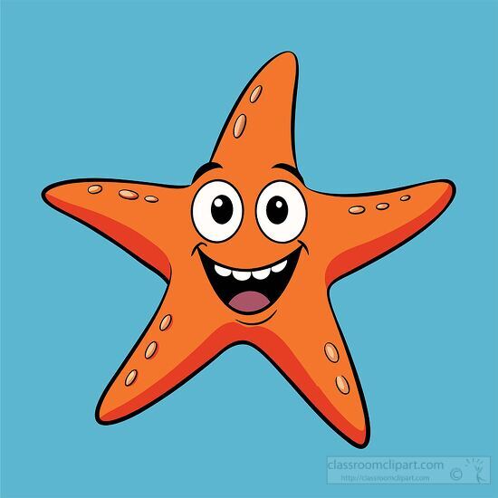 funny orange starfish with a big smile and cartoonish eyes