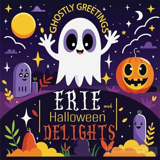 ghostly greetings and eerie delights happy halloween clipart