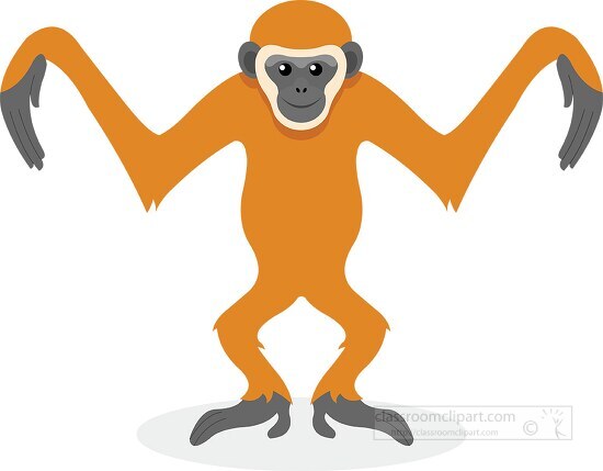 gibbon cartoon monkey with its arms outstretched