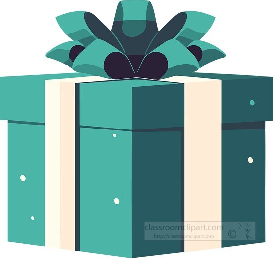 gift wrapped with blue paper and large bow clip art