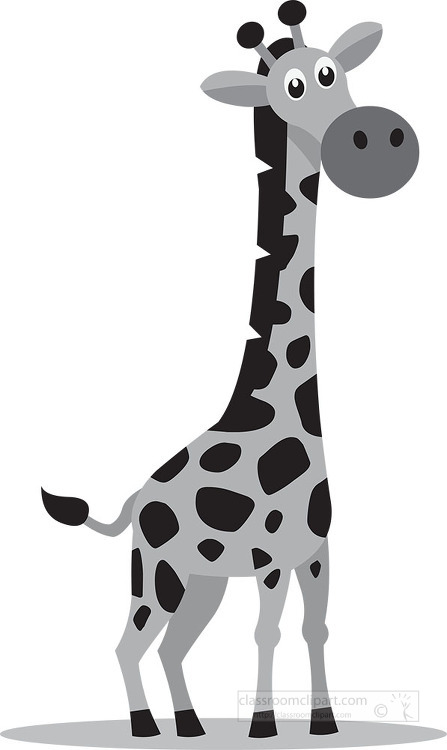 baby giraffe cartoon black and white