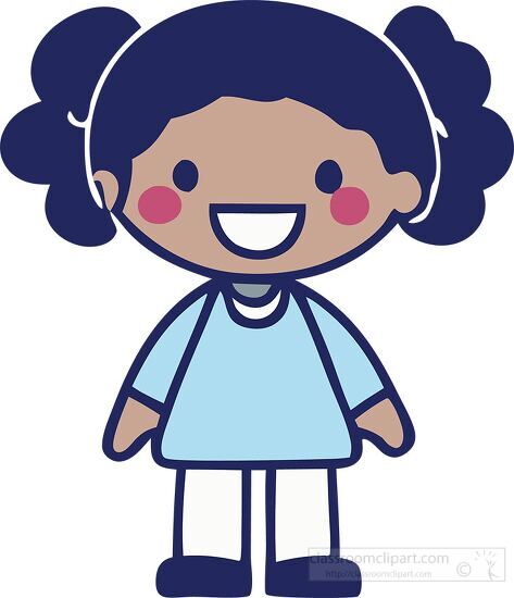 girl character with dark skin and curly hair kid icon