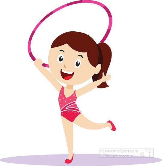 girl dances in a rhythmic gymnastics routine using a hoop clipar