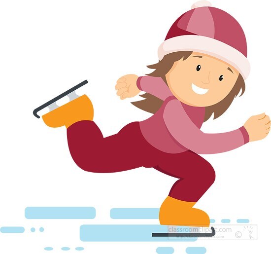 girl haiving fun speed ice skating clipart