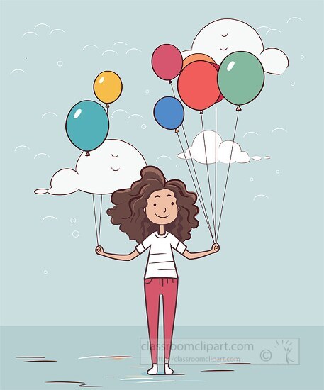 girl holds balloons in her hand finds positive meaning