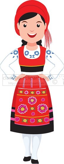 girl in national costume portugal clipart