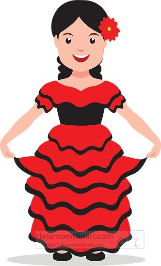girl in national costume spain clipart