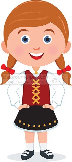 girl in national costume switzerland clipart 2