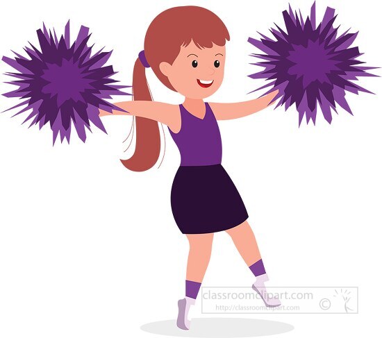 girl performing cheer with baton handle poms clipart