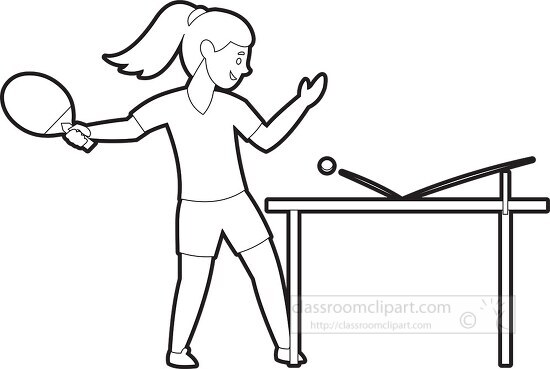 girl plays table tennis ping pong outline clip art