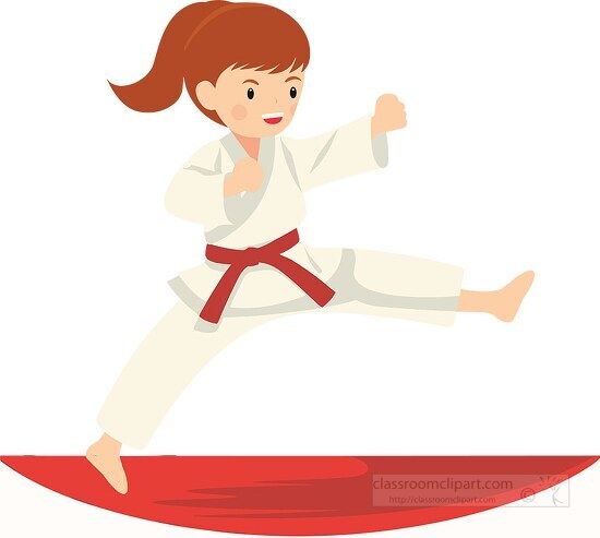 girl practicing karate orange belt