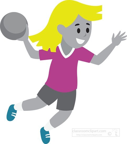 girl prepares to throw pink ball while playing Handball gray col