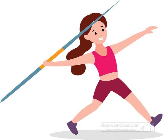 girl prepares to throw spear in javelin throw competition clip a