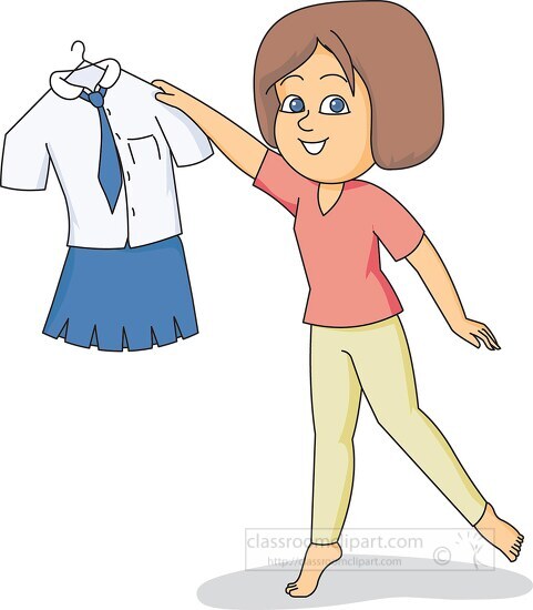 girl showing her school uniform