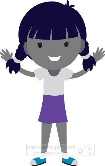 girl with arms wide open gray color clipart