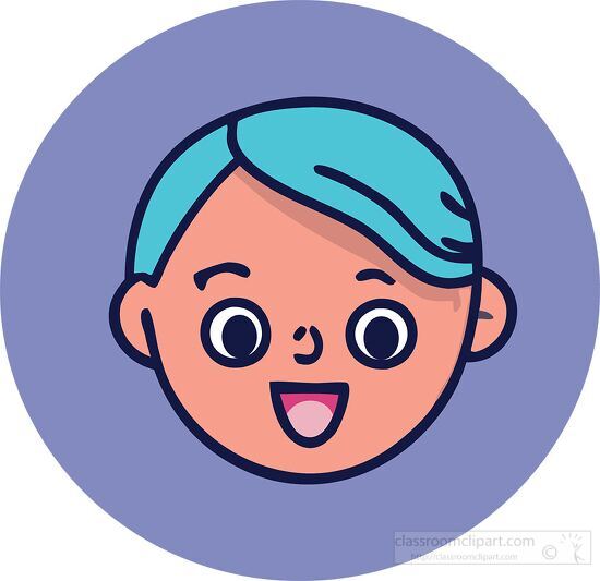 girl with light blue hair smiling icon