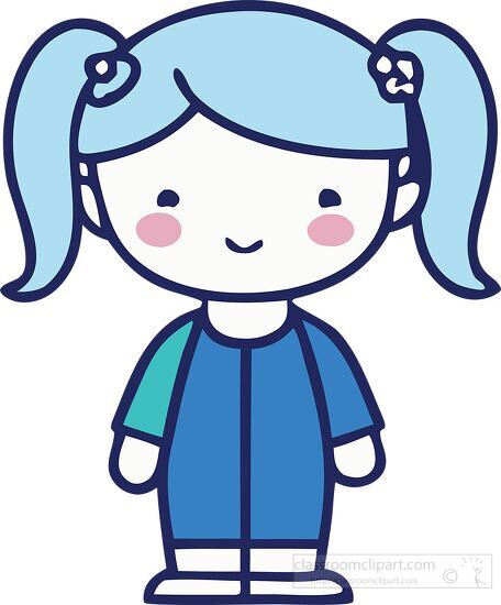 girl with pigtails and light blue hair