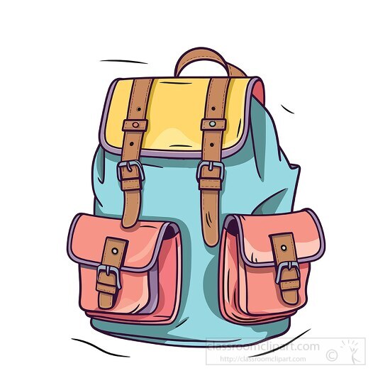 girls pink yellow and blue backpack