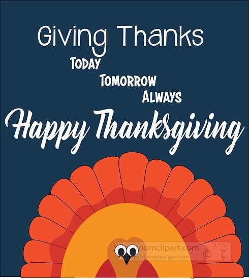 giving thanks today tomorrow always happy thanksgiving clipart