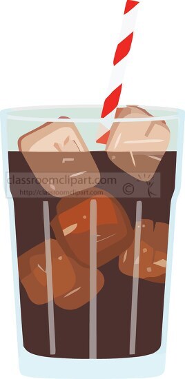 glass of cola with a straw and a red and white striped straw