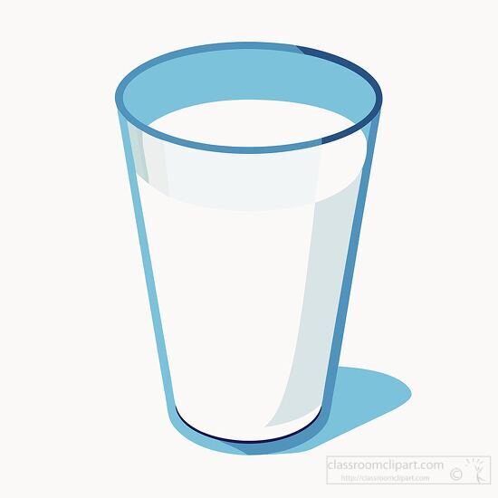 Glass of Cold Milk with a Blue Outline