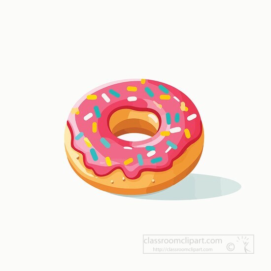 glaze doughnut with pink frosting and sprinkles clip art