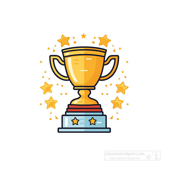 gold achievement trophy stars on the base clip art