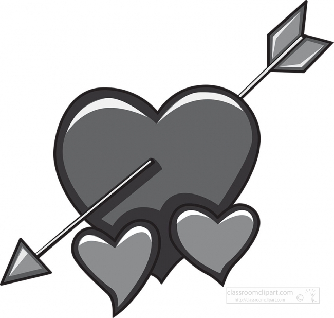 gold arrow repreosenting love valentines day gray color clipart