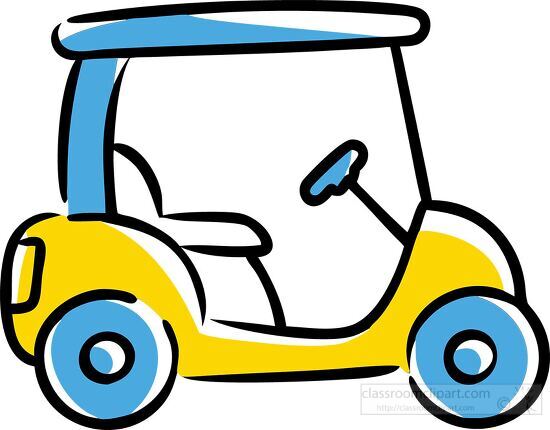 golf cart icon in blue and yellow icon