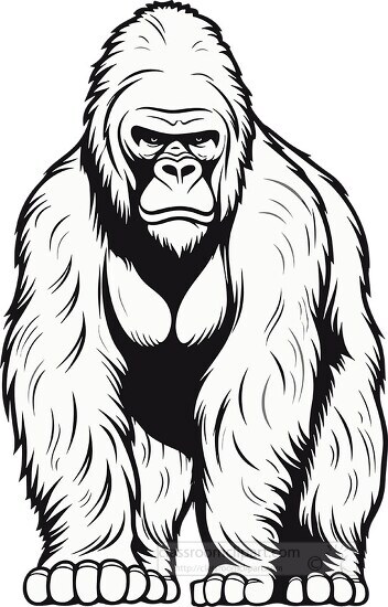 gorilla on all fours black outline clip art