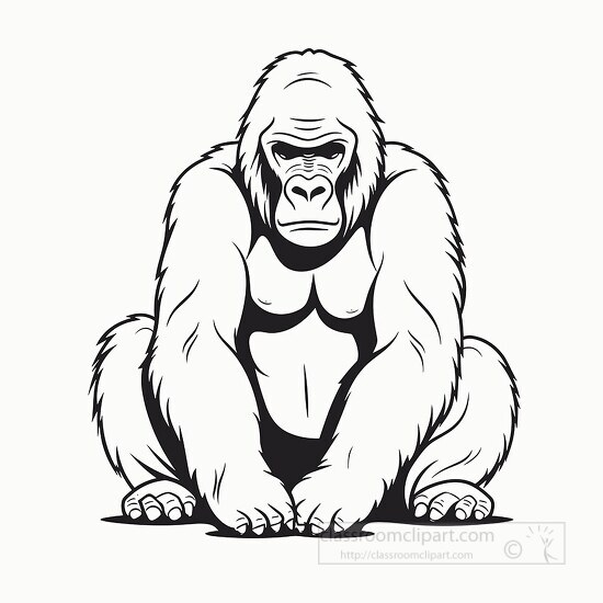gorilla clip art black and white