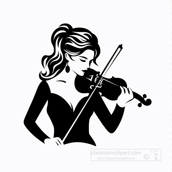 graceful silhouette of a woman playing the violin